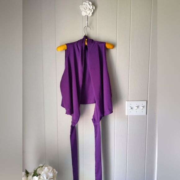 Purple Satin Wrap Blouse XXL - Picture 3 of 8